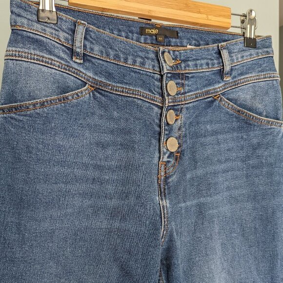 Maje High Waisted Exposed Button Fly Jeans - Size 40 FR / EU - Picture 3 of 12